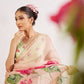 Organza Silk Printed Saree with Handwork Border