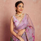 Organza Silk Printed Saree with Handwork Border