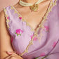 Organza Silk Printed Saree with Handwork Border