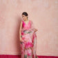 Organza Silk Printed Saree with Handwork Border