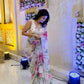 Organza Silk Printed Saree with Handwork Border