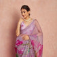Organza Silk Printed Saree with Handwork Border