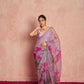 Organza Silk Printed Saree with Handwork Border
