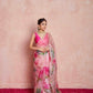 Organza Silk Printed Saree with Handwork Border