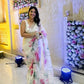 Organza Silk Printed Saree with Handwork Border