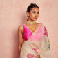 Organza Silk Printed Saree with Handwork Border