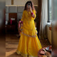 Organza Silk Sharara Set With Mirror Embroidery