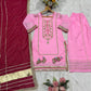 Organza Silk Sharara Set With Mirror Embroidery