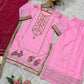 Organza Silk Sharara Set With Mirror Embroidery