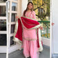 Organza Silk Sharara Set With Mirror Embroidery