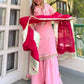 Organza Silk Sharara Set With Mirror Embroidery
