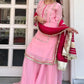 Organza Silk Sharara Set With Mirror Embroidery