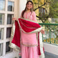 Organza Silk Sharara Set With Mirror Embroidery