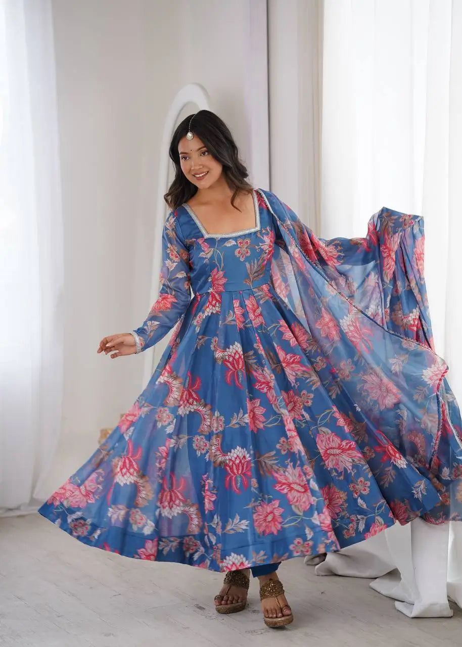 Organza Taby Silk Digital Print Gown Set