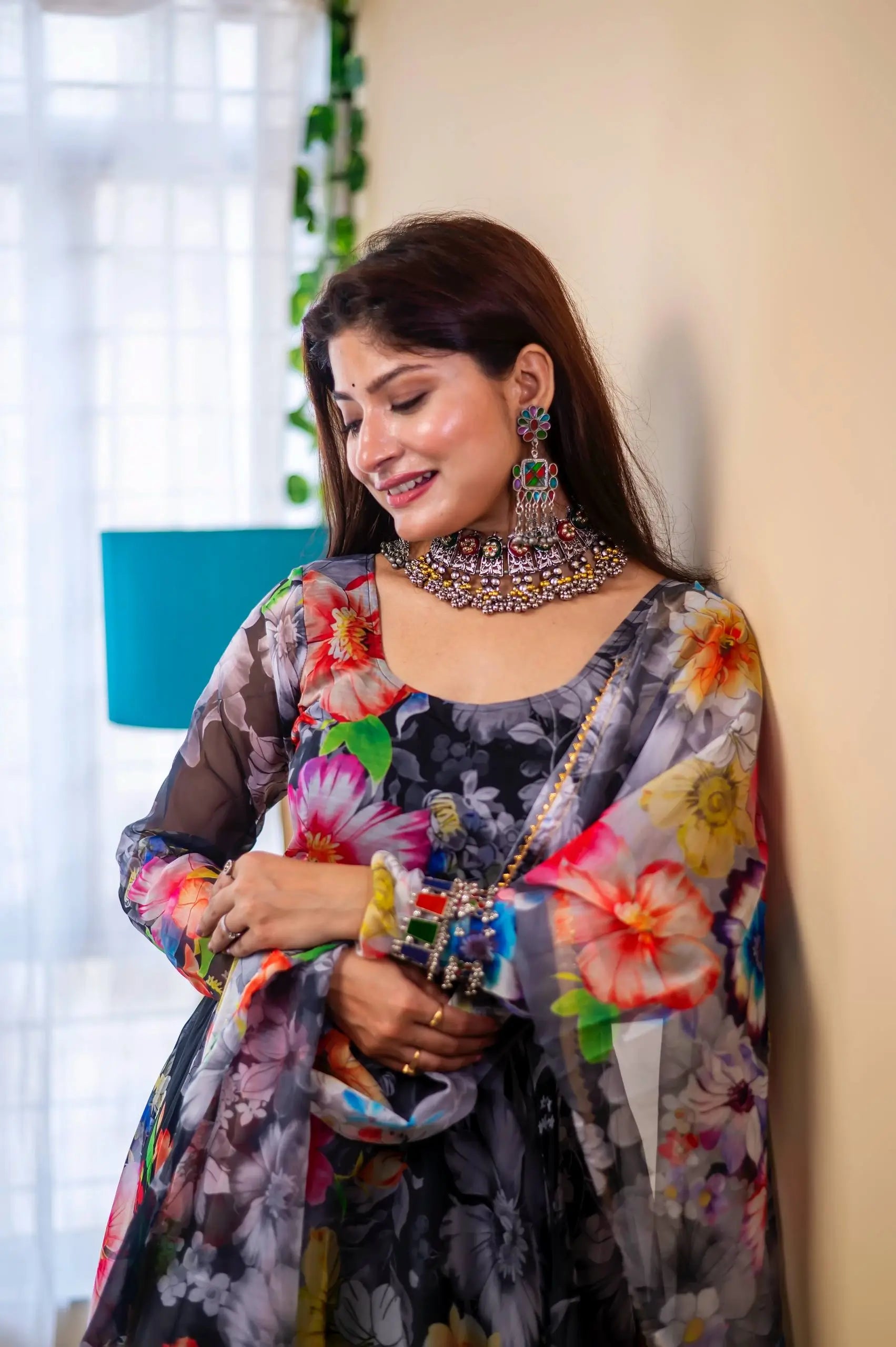 Organza Taby Silk Digital Print Gown Set