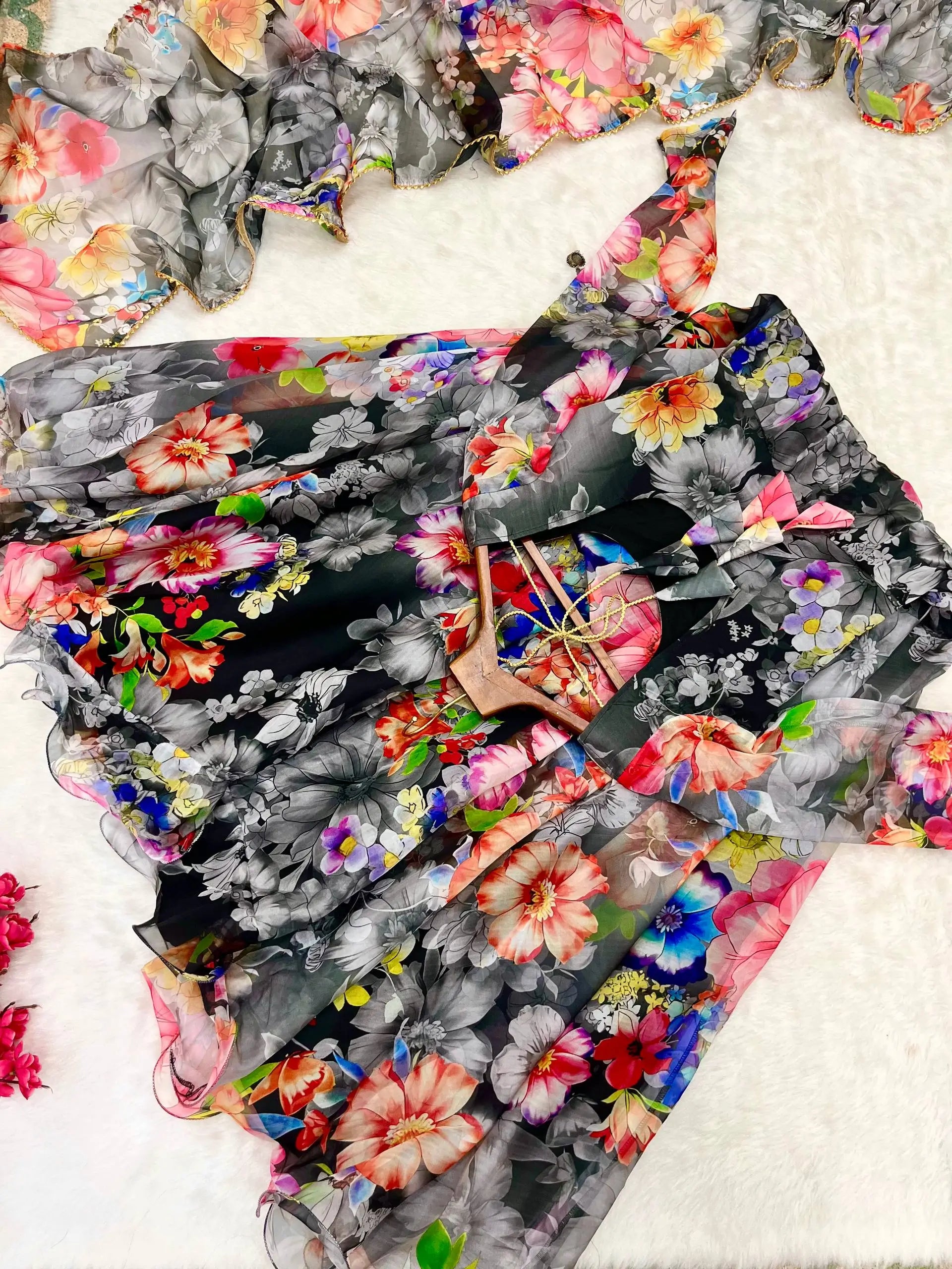 Organza Taby Silk Digital Print Gown Set