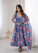 Organza Taby Silk Digital Print Gown Set
