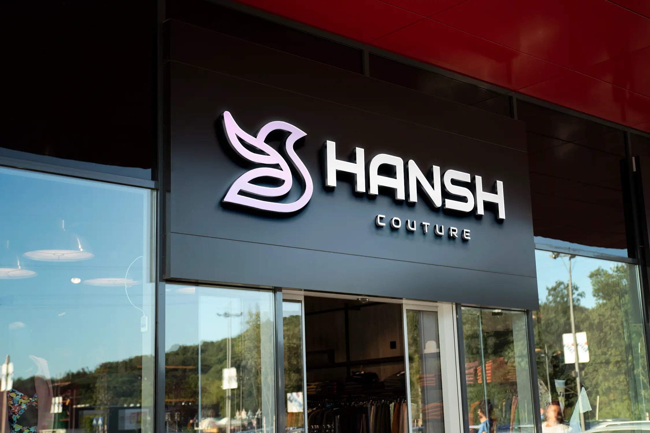Hansh Couture store front with logo and name displayed