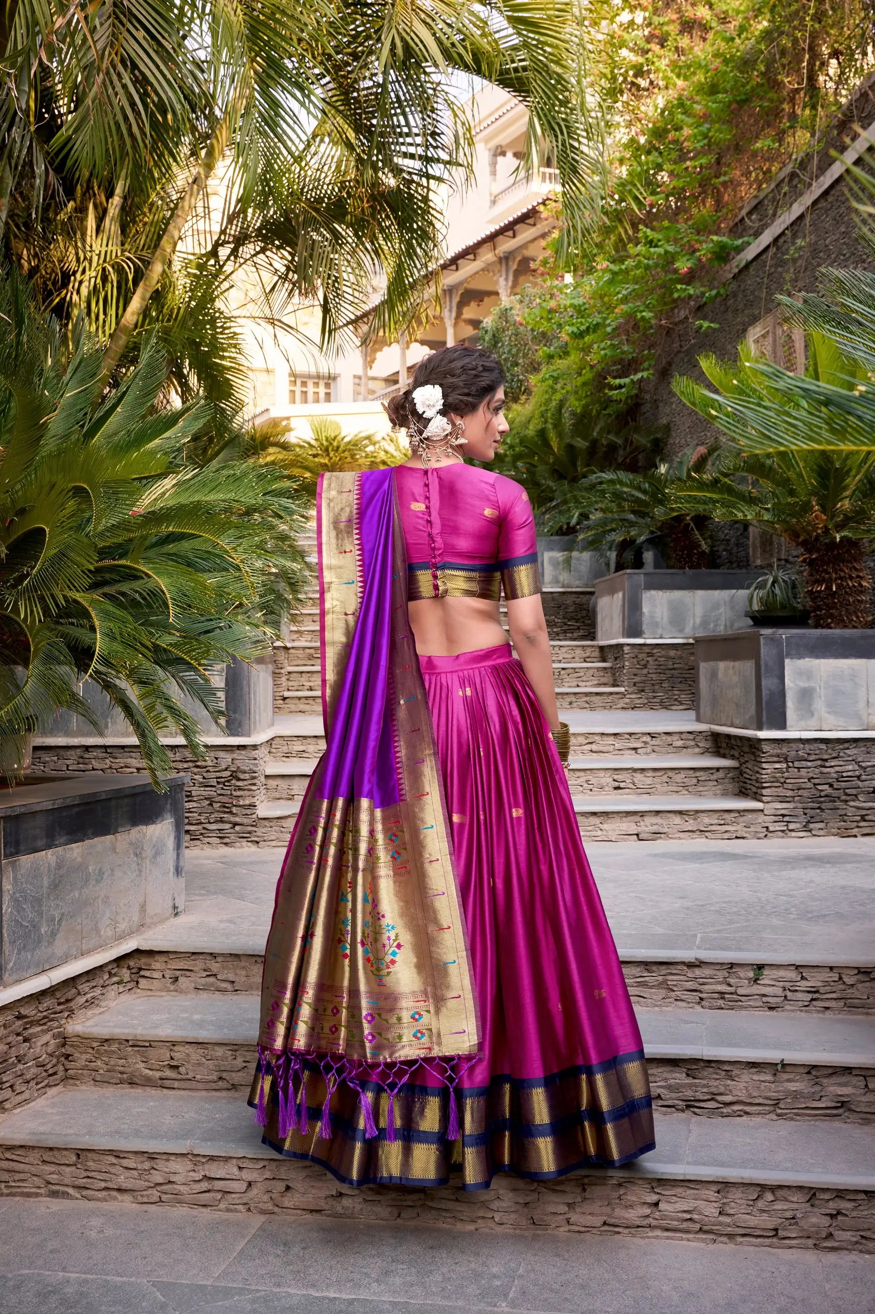 Paithani Jacquard Silk Zari Weaving Lehenga Set