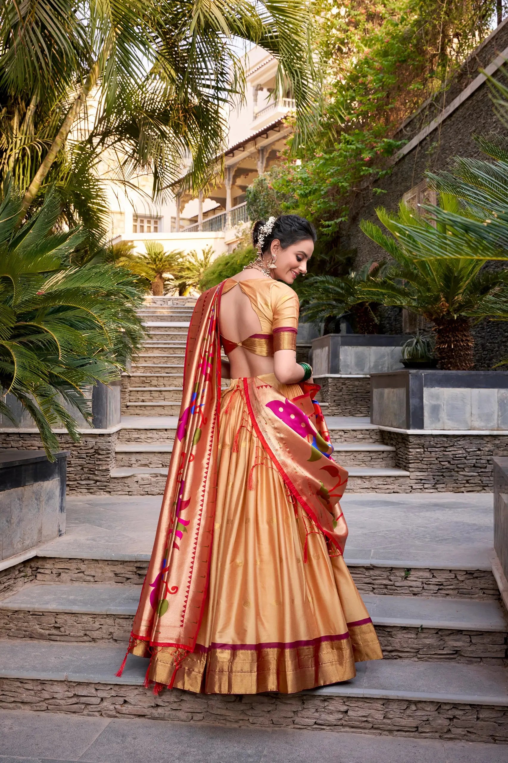 Paithani Jacquard Silk Zari Weaving Lehenga Set