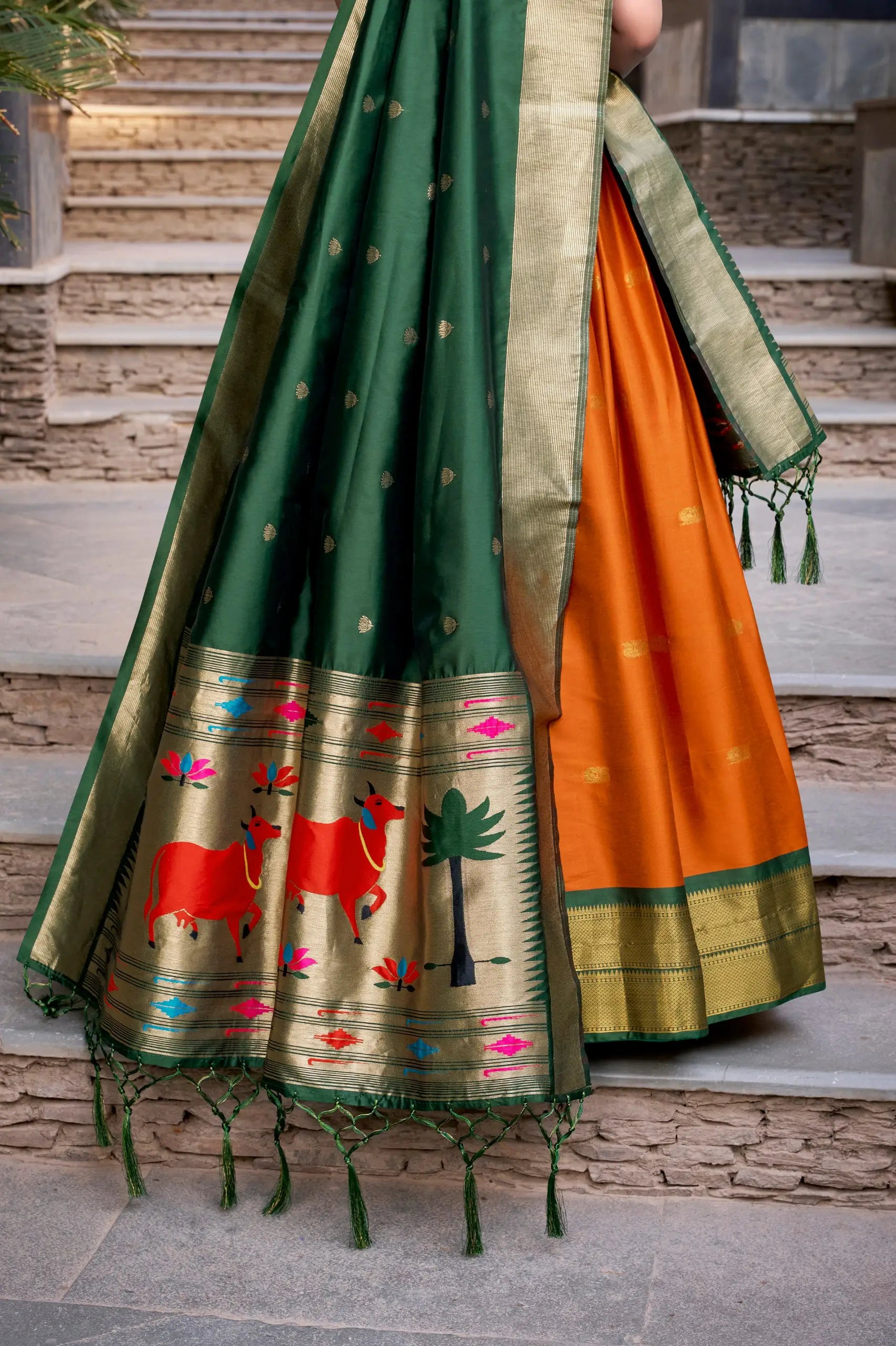 Paithani Jacquard Silk Zari Weaving Lehenga Set