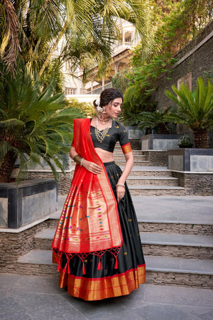Paithani Jacquard Silk Zari Weaving Lehenga Set