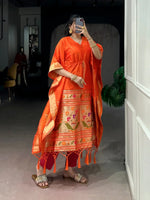 Paithani Style Jacquard Kaftan for Festive and Family Occasions