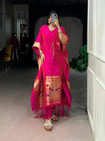 Paithani Style Jacquard Kaftan for Festive and Family Occasions