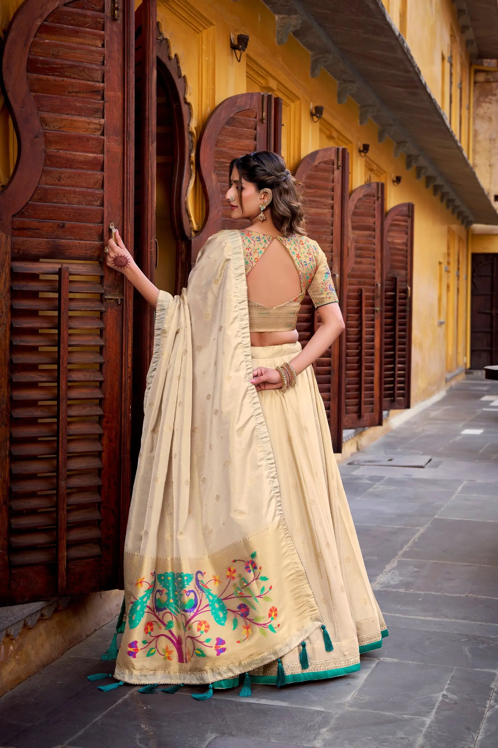 Paithani Zari Weaving Shimmer Lehenga Choli Set with Dupatta – Wedding & Festive Wear