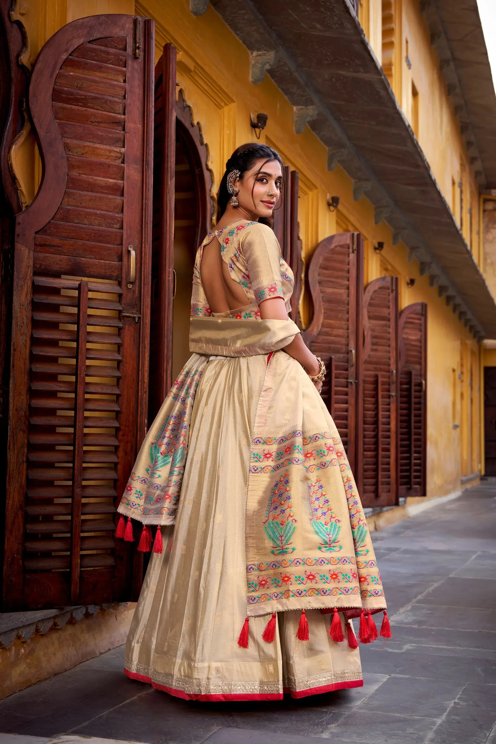 Paithani Zari Weaving Shimmer Lehenga Choli Set with Dupatta – Wedding & Festive Wear