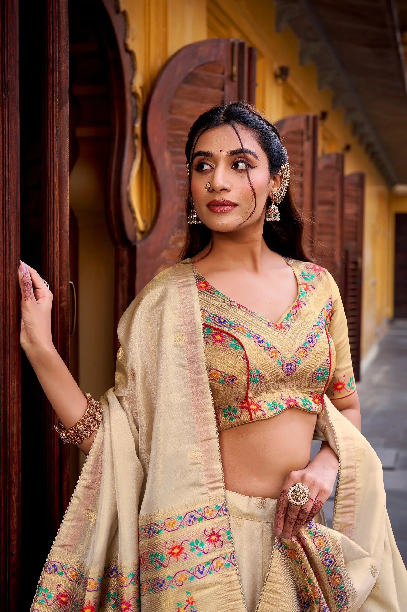 Paithani Zari Weaving Shimmer Lehenga Choli Set with Dupatta – Wedding & Festive Wear