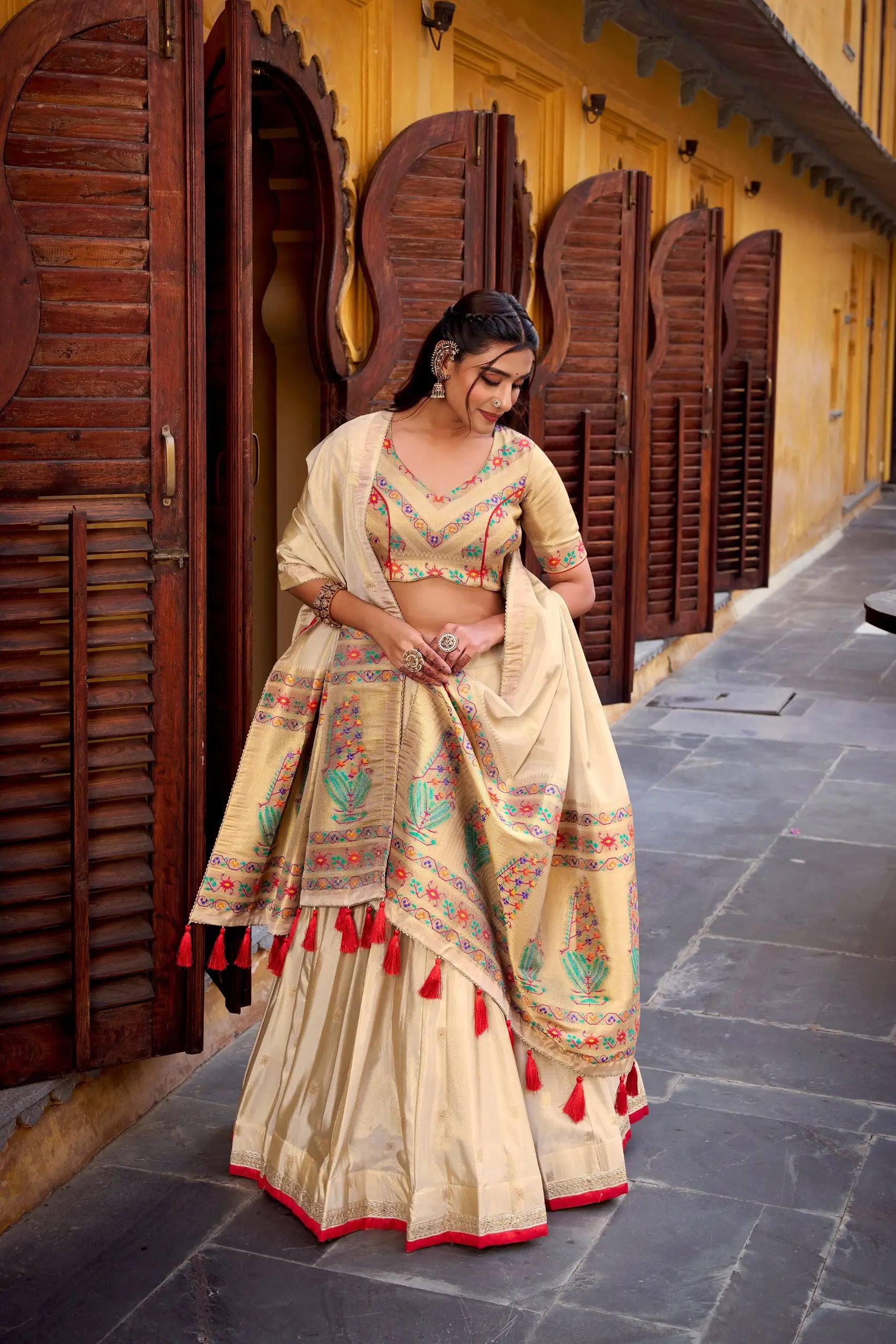 Paithani Zari Weaving Shimmer Lehenga Choli Set with Dupatta – Wedding & Festive Wear