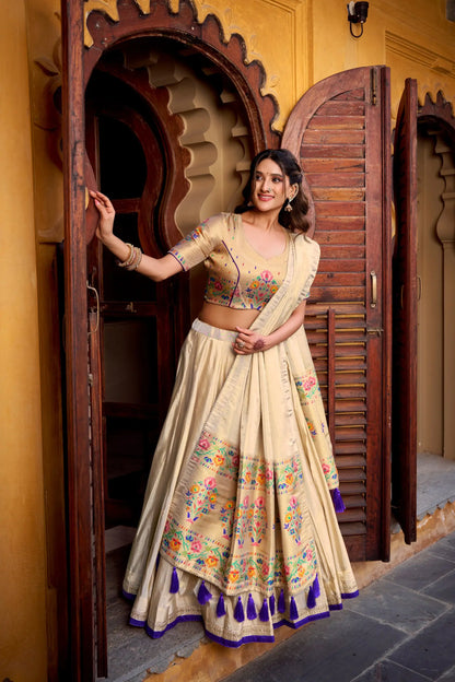 Paithani Zari Weaving Shimmer Lehenga Choli Set with Dupatta – Wedding & Festive Wear