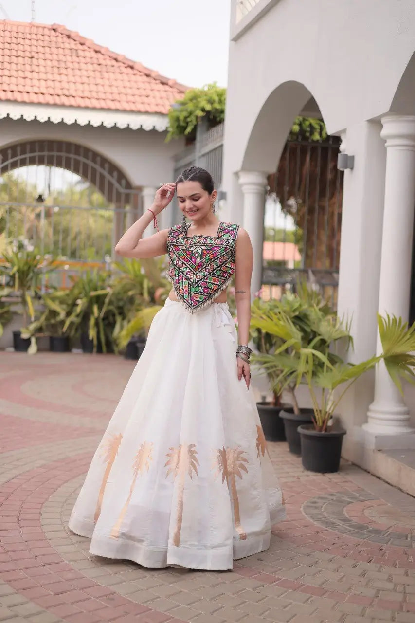 Palm Motif Gota Lehenga Set