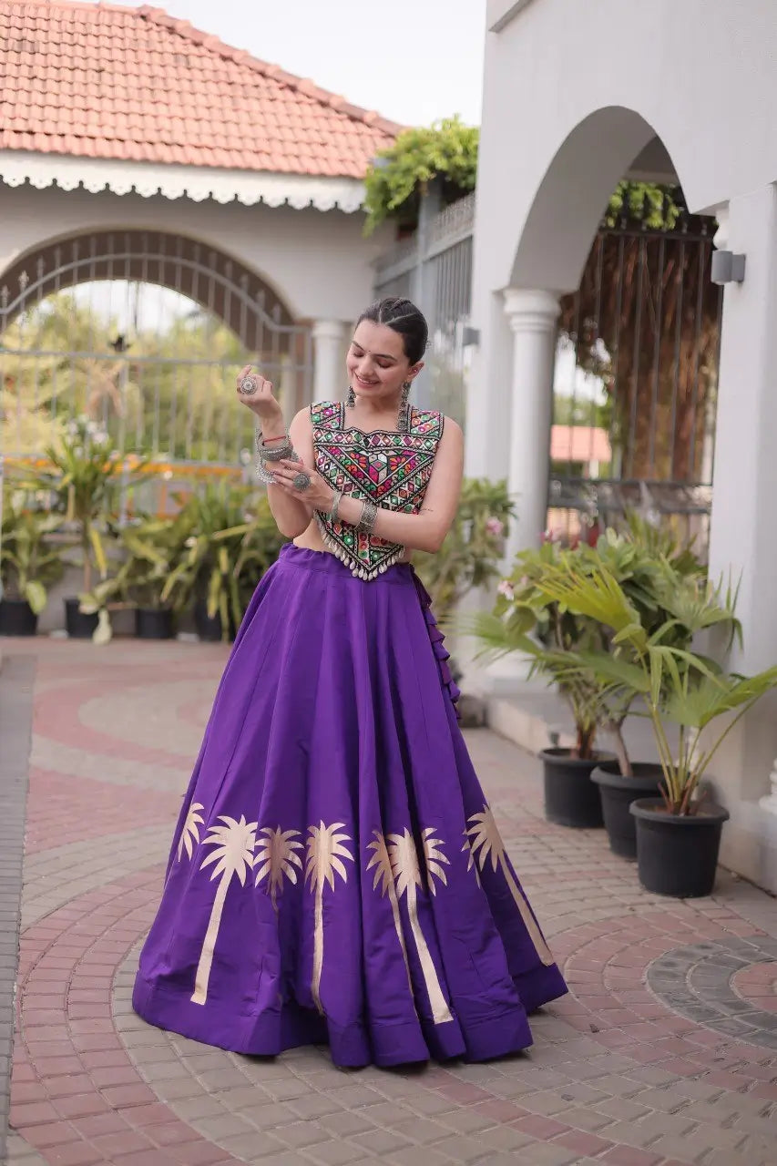 Palm Motif Gota Lehenga Set