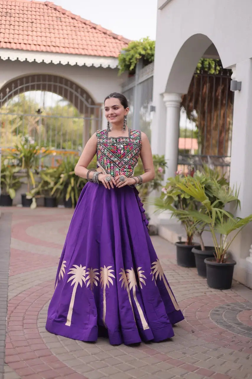Palm Motif Gota Lehenga Set