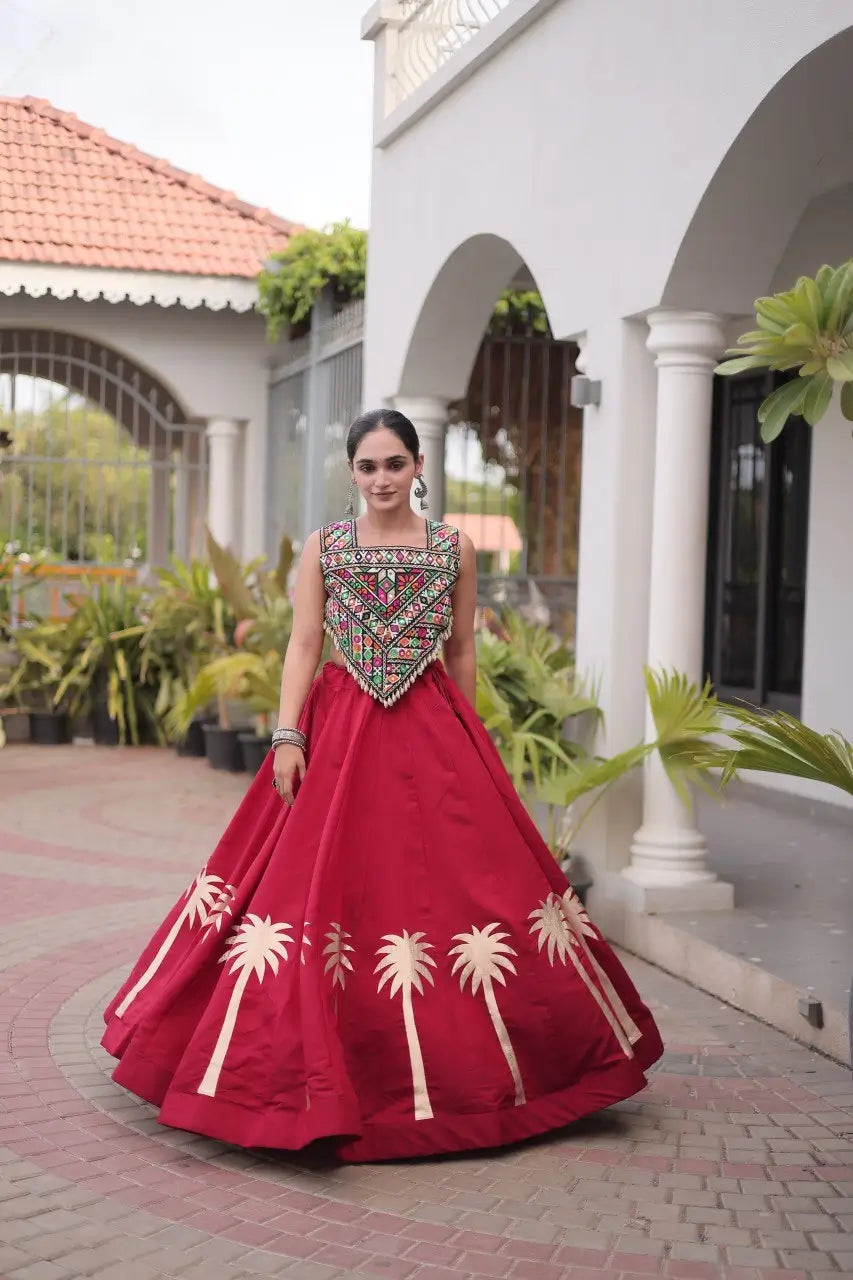Palm Motif Gota Lehenga Set