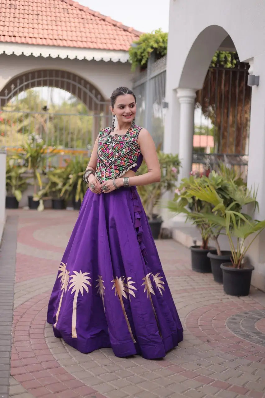 Palm Motif Gota Lehenga Set