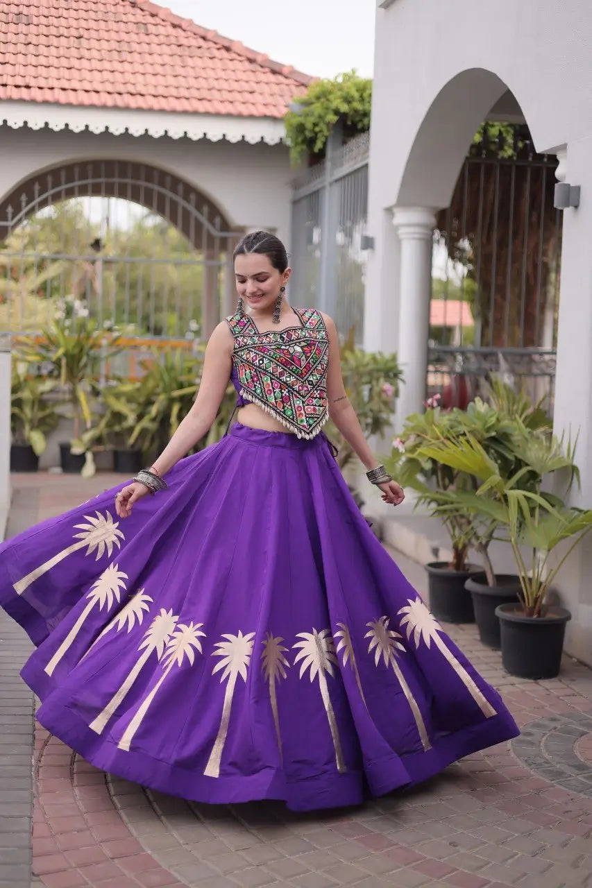 Palm Motif Gota Lehenga Set
