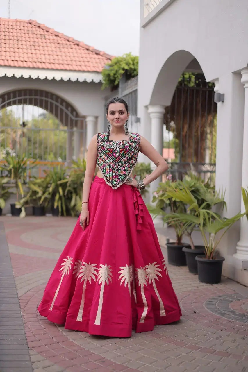 Palm Motif Gota Lehenga Set