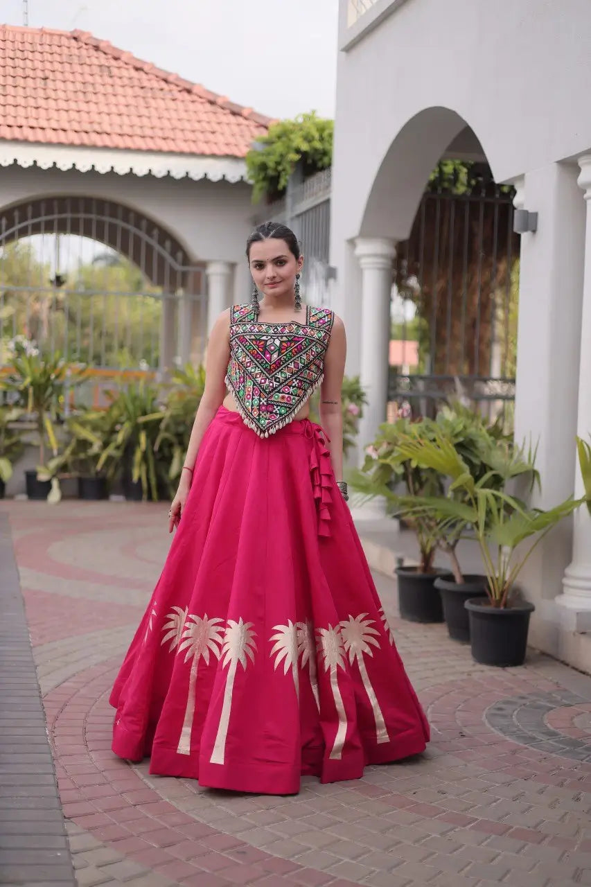Palm Motif Gota Lehenga Set