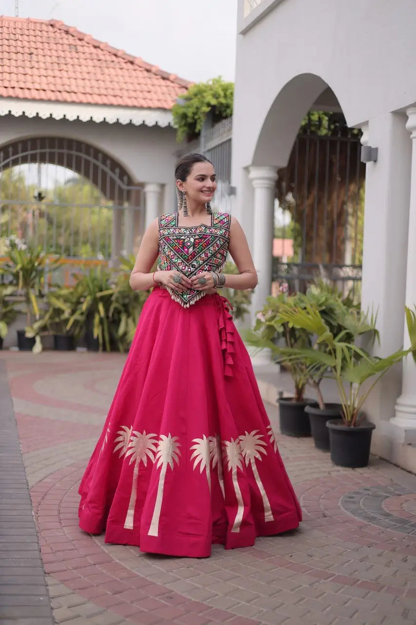 Palm Motif Gota Lehenga Set