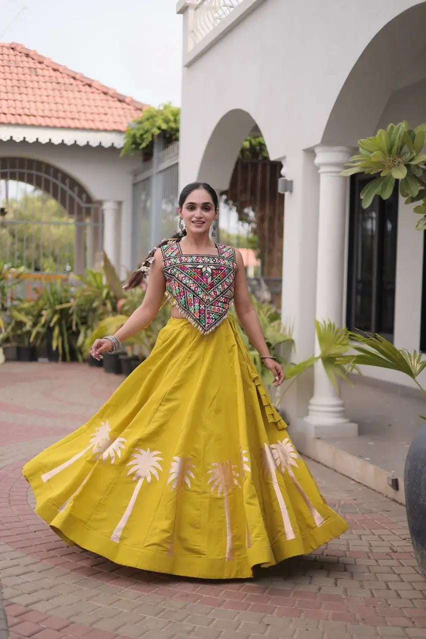 Palm Motif Gota Lehenga Set