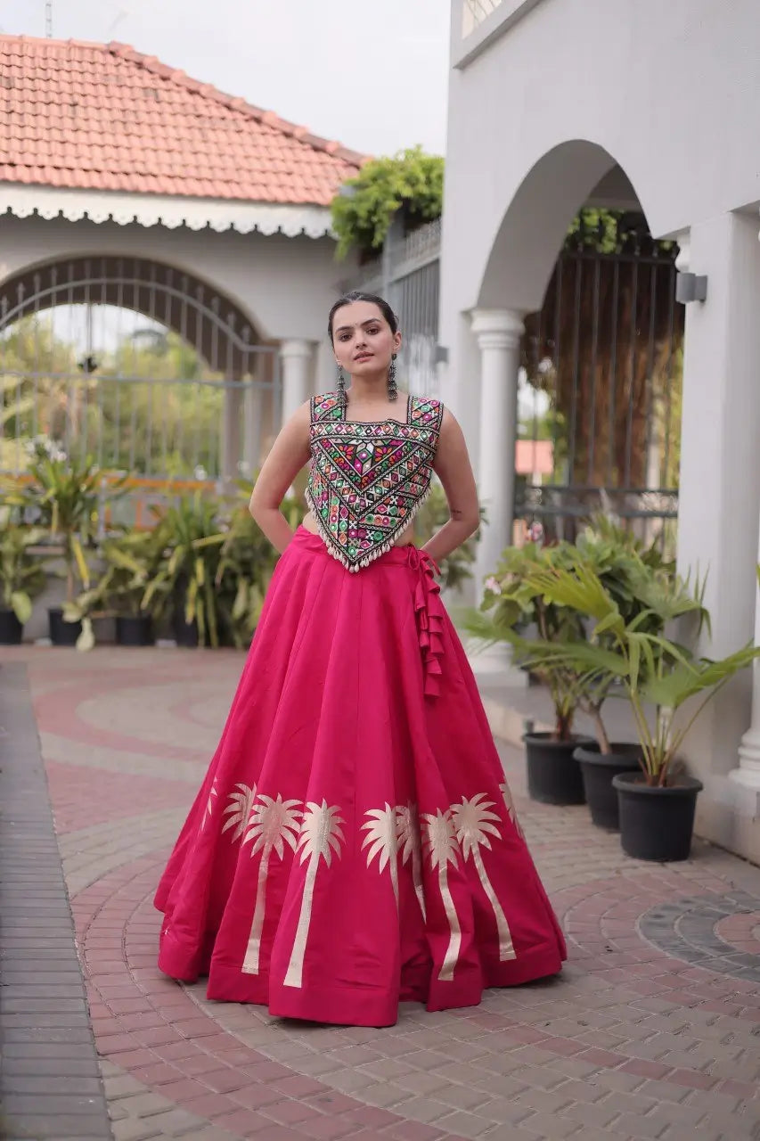 Palm Motif Gota Lehenga Set