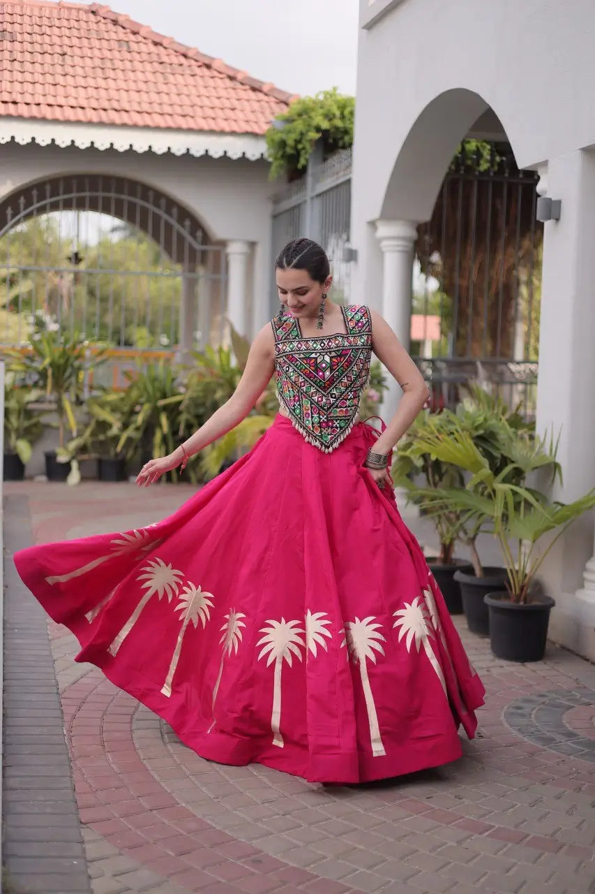 Palm Motif Gota Lehenga Set