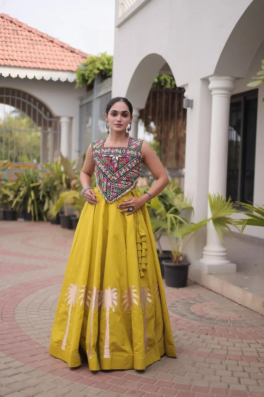 Palm Motif Gota Lehenga Set