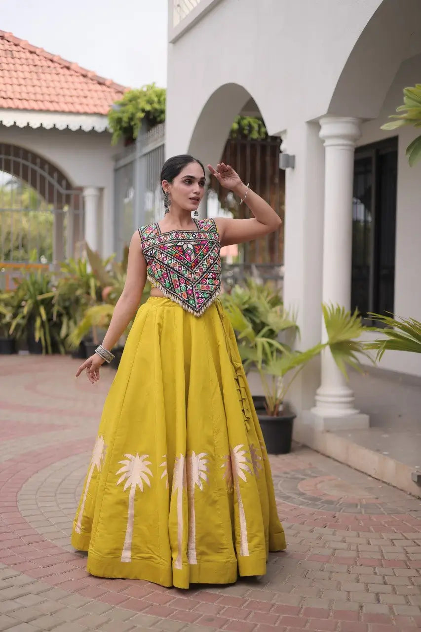 Palm Motif Gota Lehenga Set