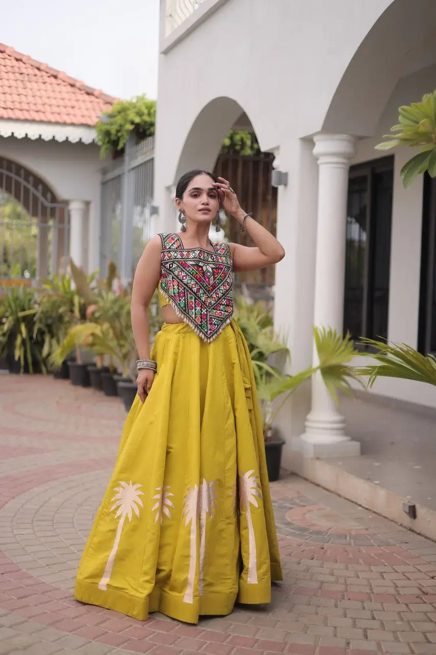 Palm Motif Gota Lehenga Set