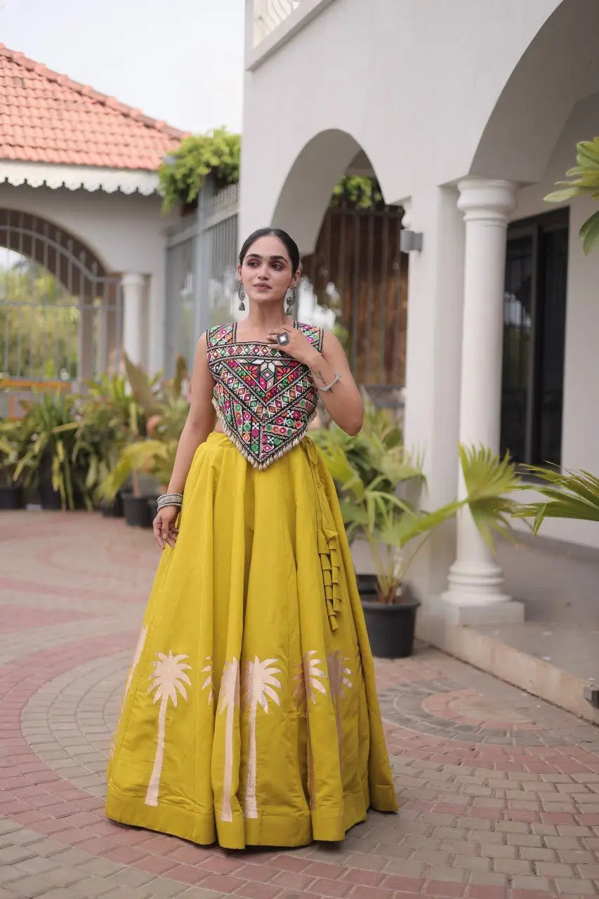 Palm Motif Gota Lehenga Set