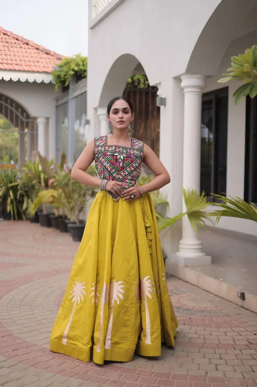 Palm Motif Gota Lehenga Set